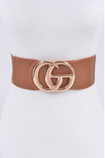 Load image into Gallery viewer, Plus Size Embossed Logo Elastic Belt - Camel Dazzled By B
