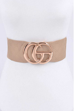 Load image into Gallery viewer, Plus Size Embossed Logo Elastic Belt - Nude Dazzled By B
