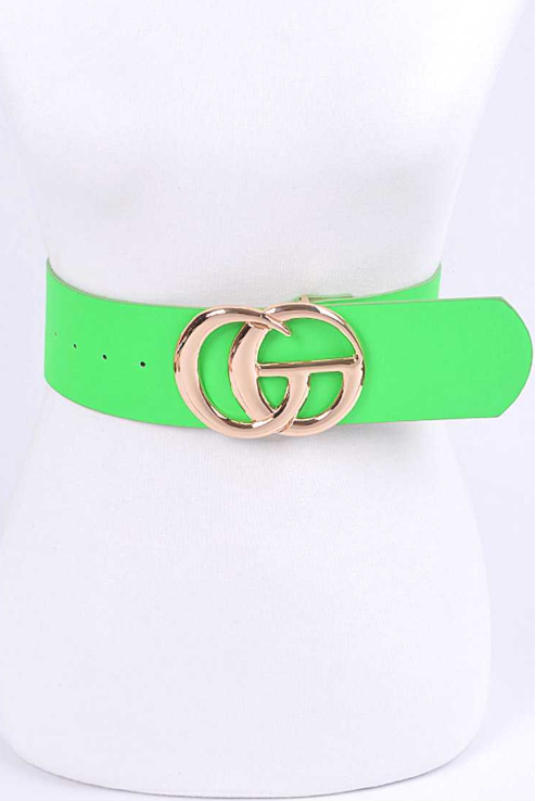 Neon Green CG Logo Fashion Belt Dazzled By B