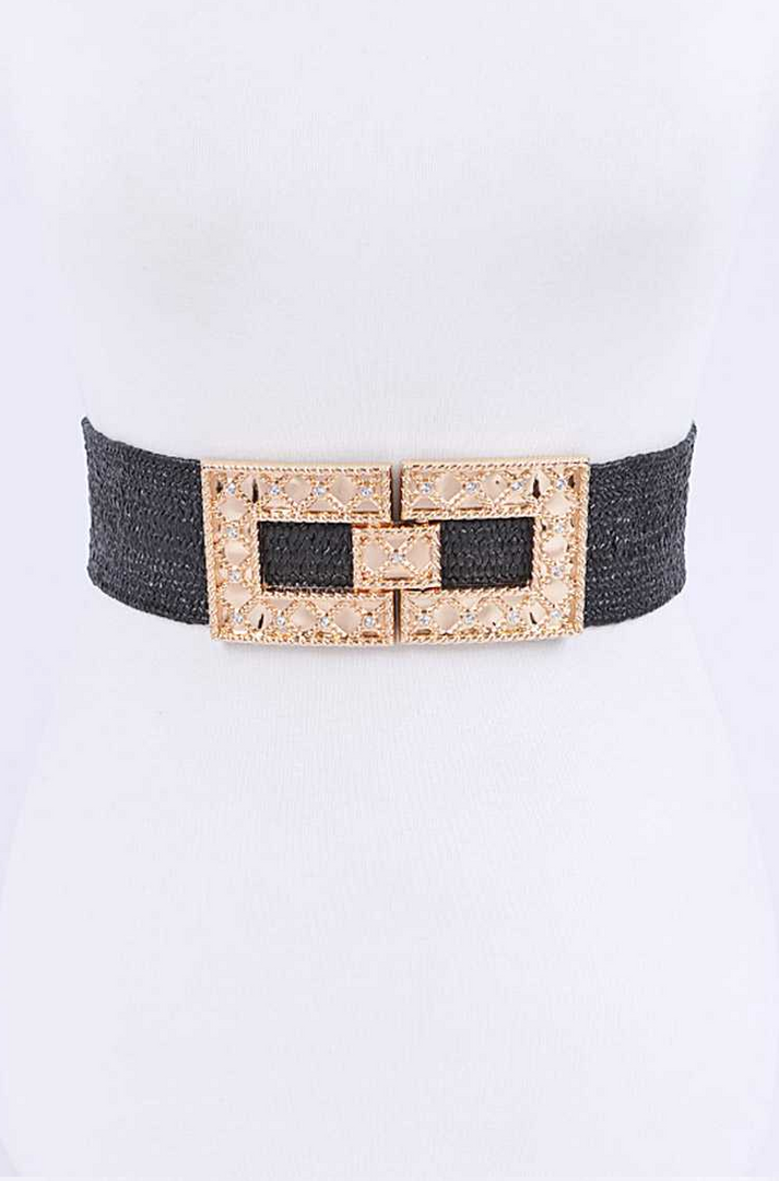 Plus Size Square Buckle Belt - Black Dazzled By B