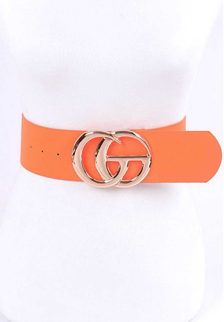 Neon Orange CG Logo Fashion Belt Dazzled By B