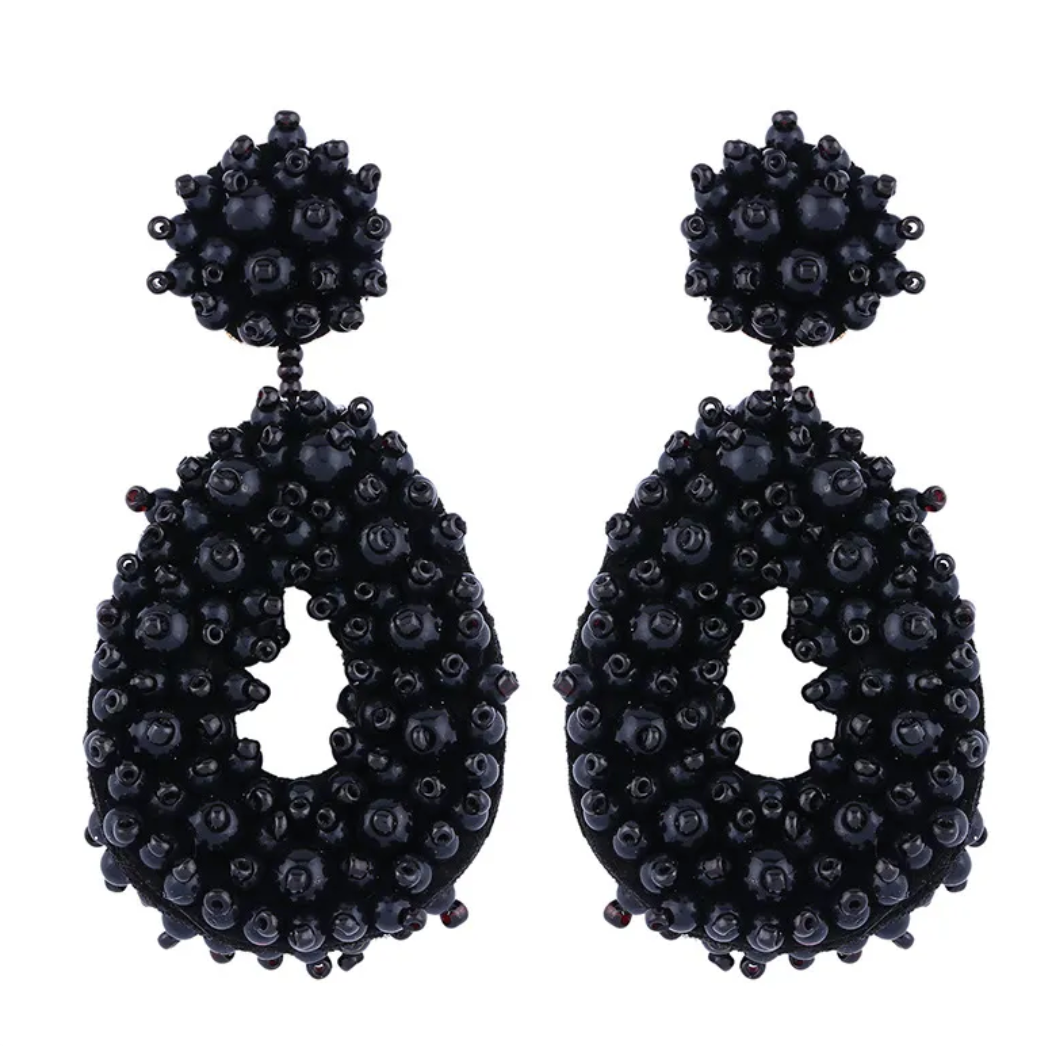 Water Droplet Bohemian Earrings - Black Dazzled By B