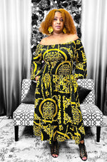 Load image into Gallery viewer, Black &amp; Gold Smocked Dress Dazzled By B
