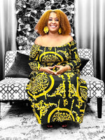 Load image into Gallery viewer, Black &amp; Gold Smocked Dress Dazzled By B
