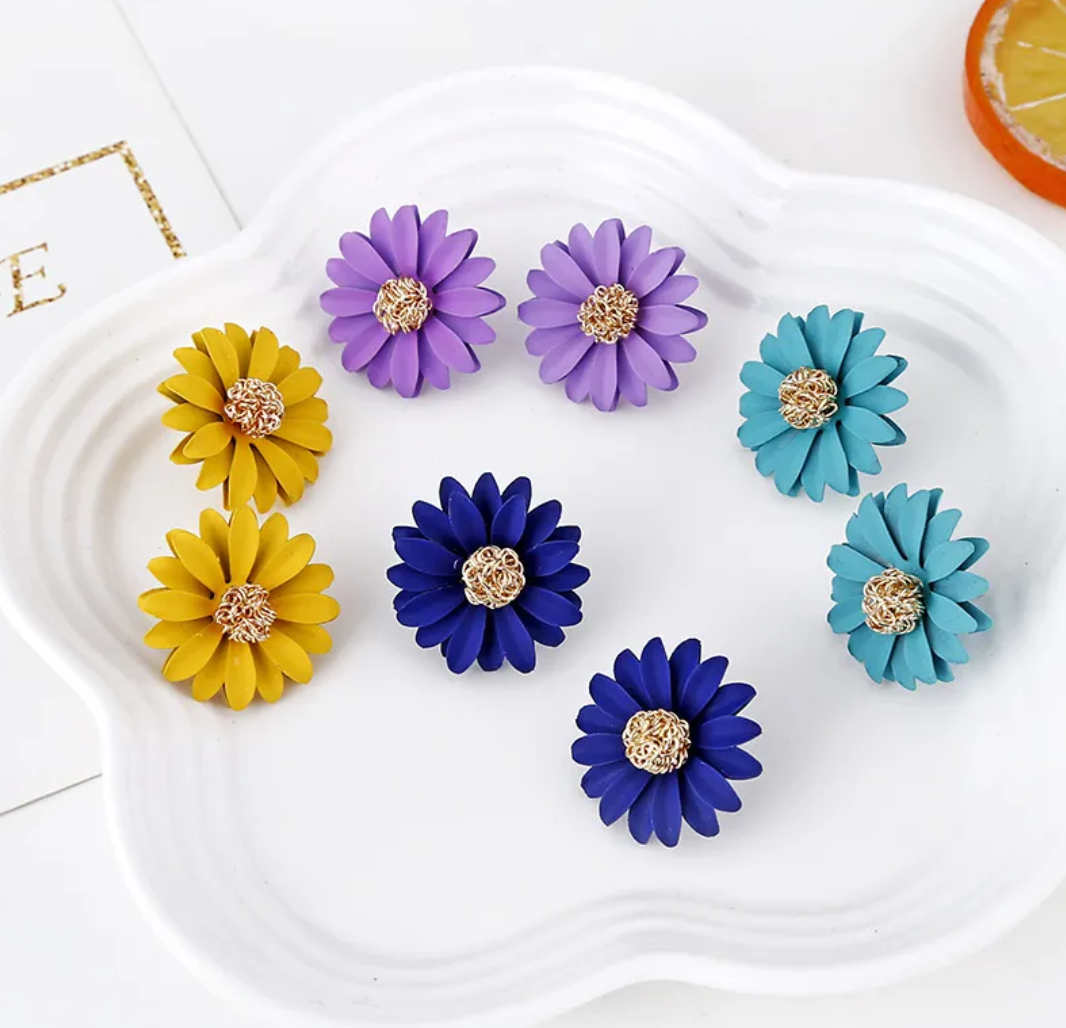 Sunflower Earrings - Purple Dazzled By B