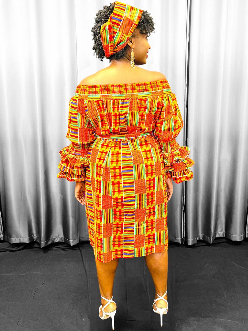 Kente Off Shoulder Dress Style 2 Dazzled By B