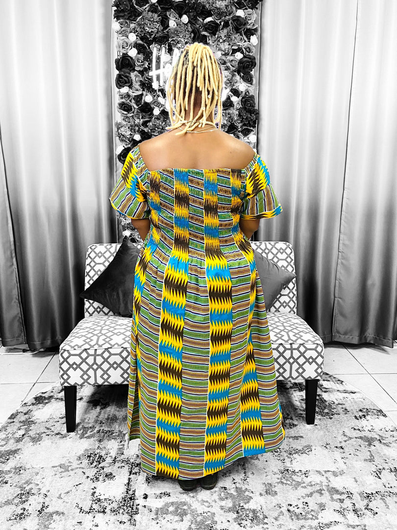 Kente Print Smocked Dress Dazzled By B