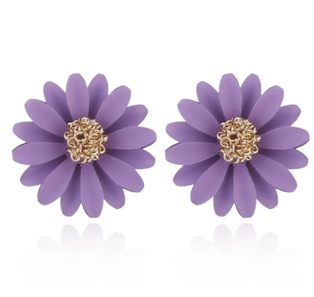 Sunflower Earrings - Purple Dazzled By B