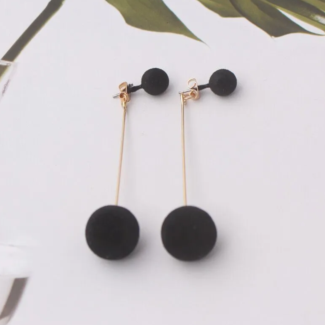 Simple Style Drop Earrings - Black Dazzled By B