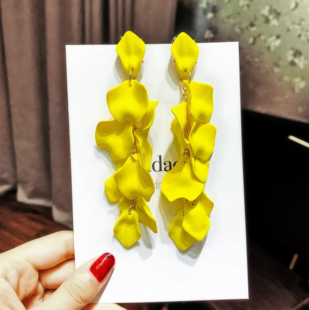 Rose Petal Acrylic Earrings - Yellow Dazzled By B