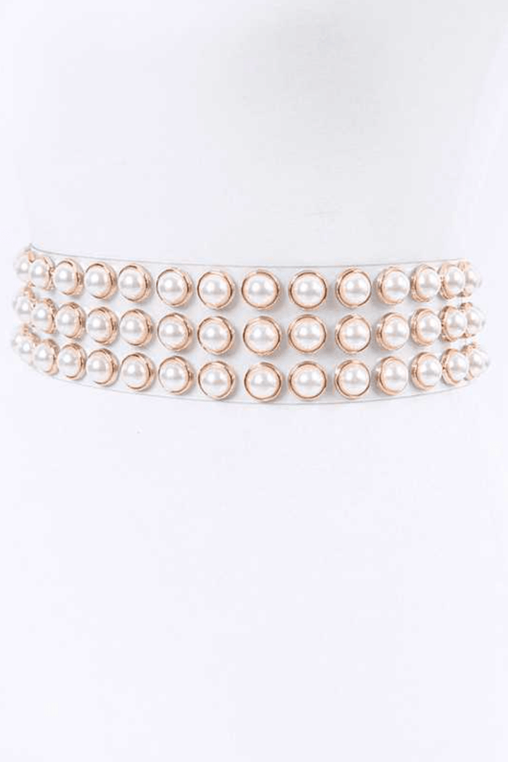 Pearl Studs Clear Belt - Multiple Colors Available Dazzled By B