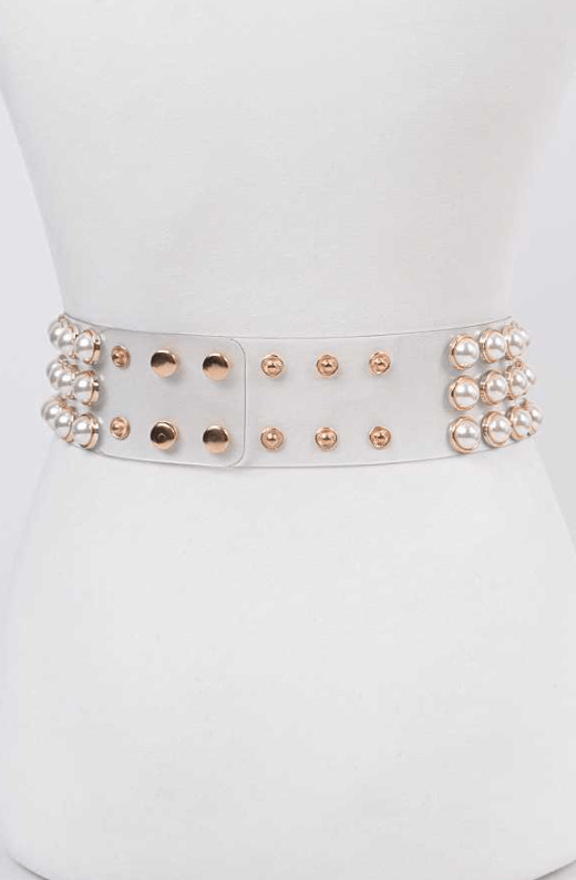 Pearl Studs Clear Belt - Multiple Colors Available Dazzled By B