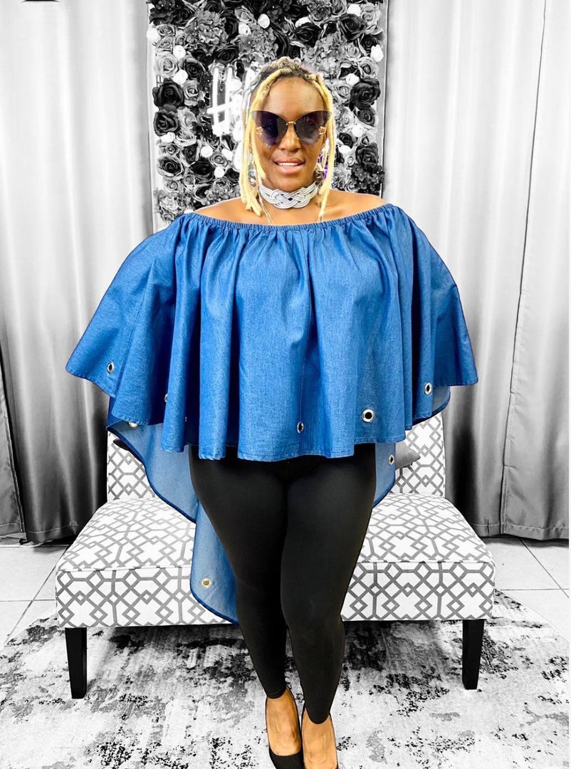 Denim Poncho Top Dazzled By B