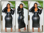 Load image into Gallery viewer, Faux Leather Liquid Dress Dazzled By B
