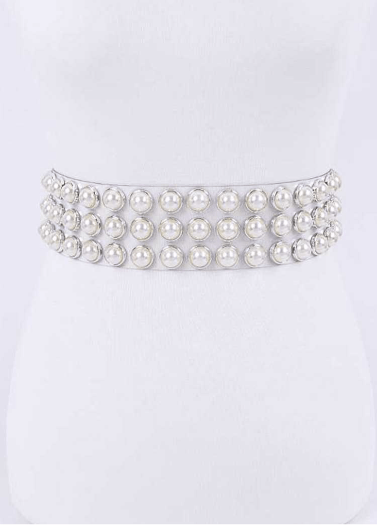 Pearl Studs Clear Belt - Multiple Colors Available Dazzled By B