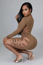 Load image into Gallery viewer, Secure the Bag Dress Mocha Dazzled By B
