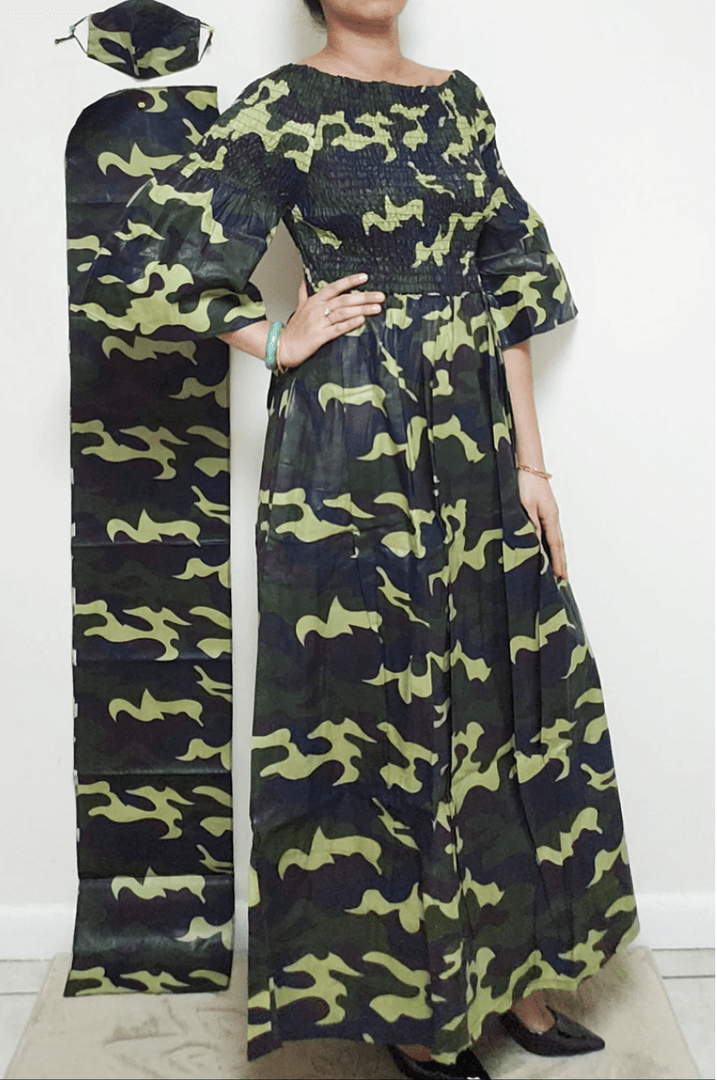 Smocked Dress Camouflage Print Dazzled By B