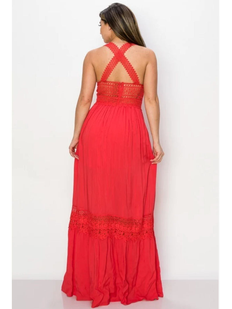 The Red Lace Maxi Dress Dazzled By B