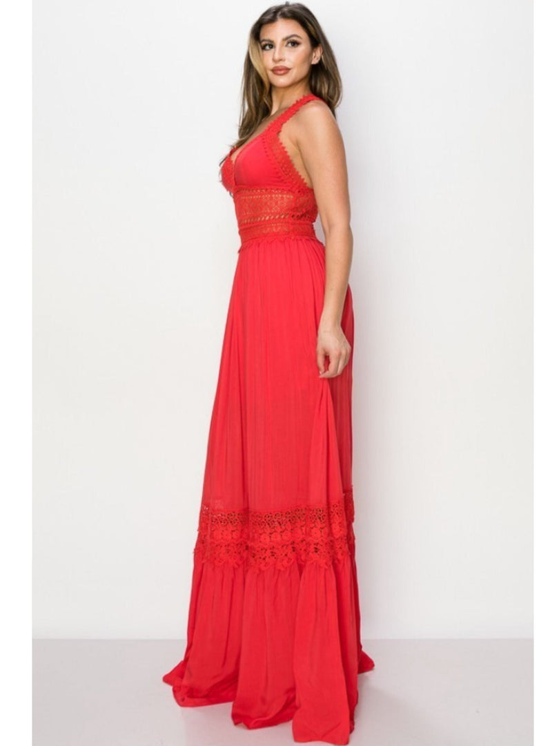 The Red Lace Maxi Dress Dazzled By B