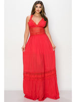 Load image into Gallery viewer, The Red Lace Maxi Dress Dazzled By B
