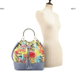 Load image into Gallery viewer, Graffiti Drawstring &amp; Satchel Wallet Set - Blue &amp; Multi Dazzled By B
