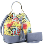 Load image into Gallery viewer, Graffiti Drawstring &amp; Satchel Wallet Set - Blue &amp; Multi Dazzled By B
