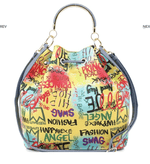 Load image into Gallery viewer, Graffiti Drawstring &amp; Satchel Wallet Set - Blue &amp; Multi Dazzled By B
