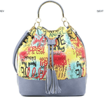 Load image into Gallery viewer, Graffiti Drawstring &amp; Satchel Wallet Set - Blue &amp; Multi Dazzled By B
