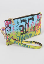 Load image into Gallery viewer, Graffiti Mini/Wristlet Bag - Multi Dazzled By B
