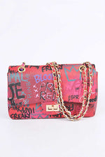 Load image into Gallery viewer, Graffiti Mix Color Shoulder Bag - Burgundy Dazzled By B
