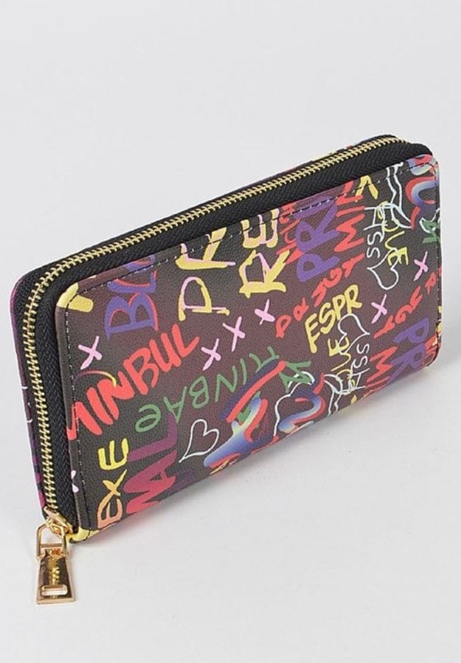 Graffiti Zipper Wallet - Black Dazzled By B