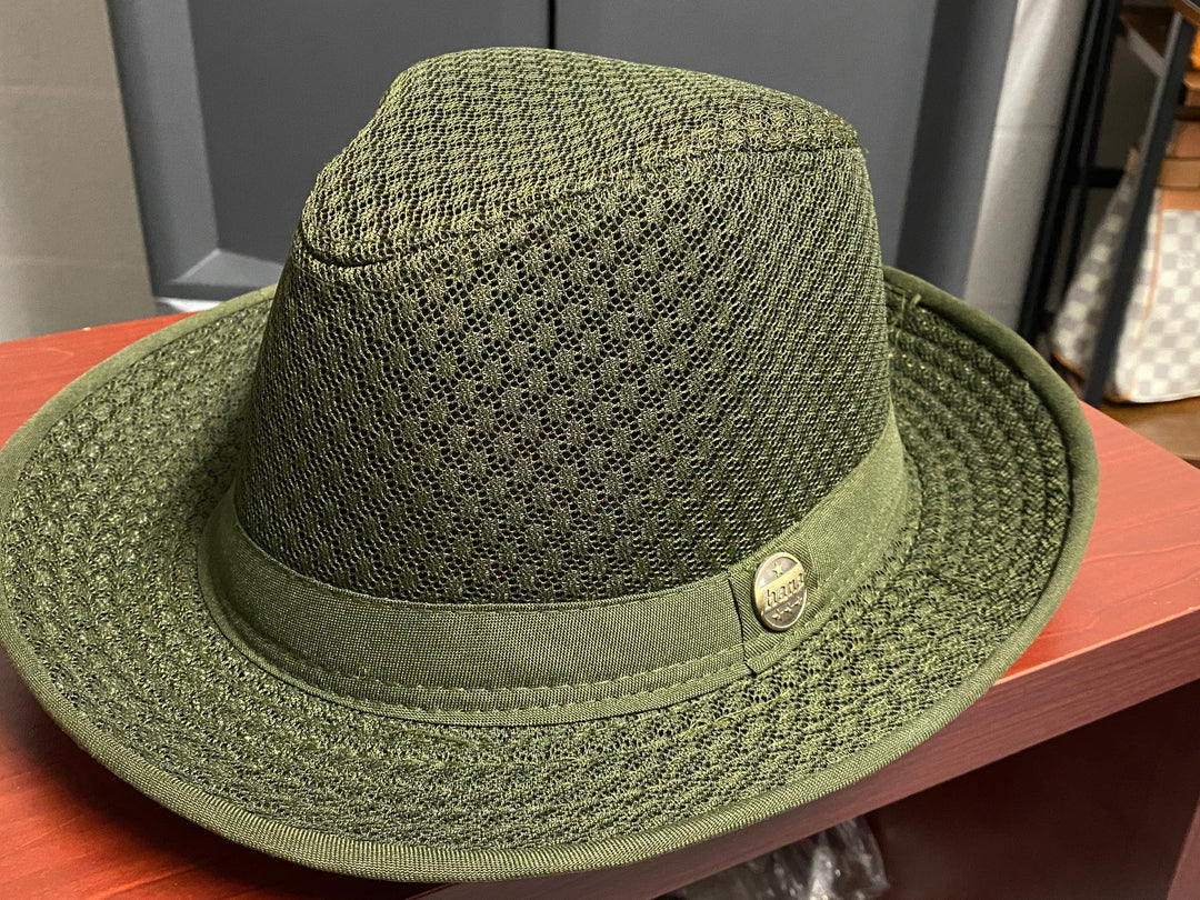 Olive Large Brim Mesh Fedora Dazzled By B