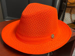 Load image into Gallery viewer, Orange Large Brim Mesh Fedora Dazzled By B
