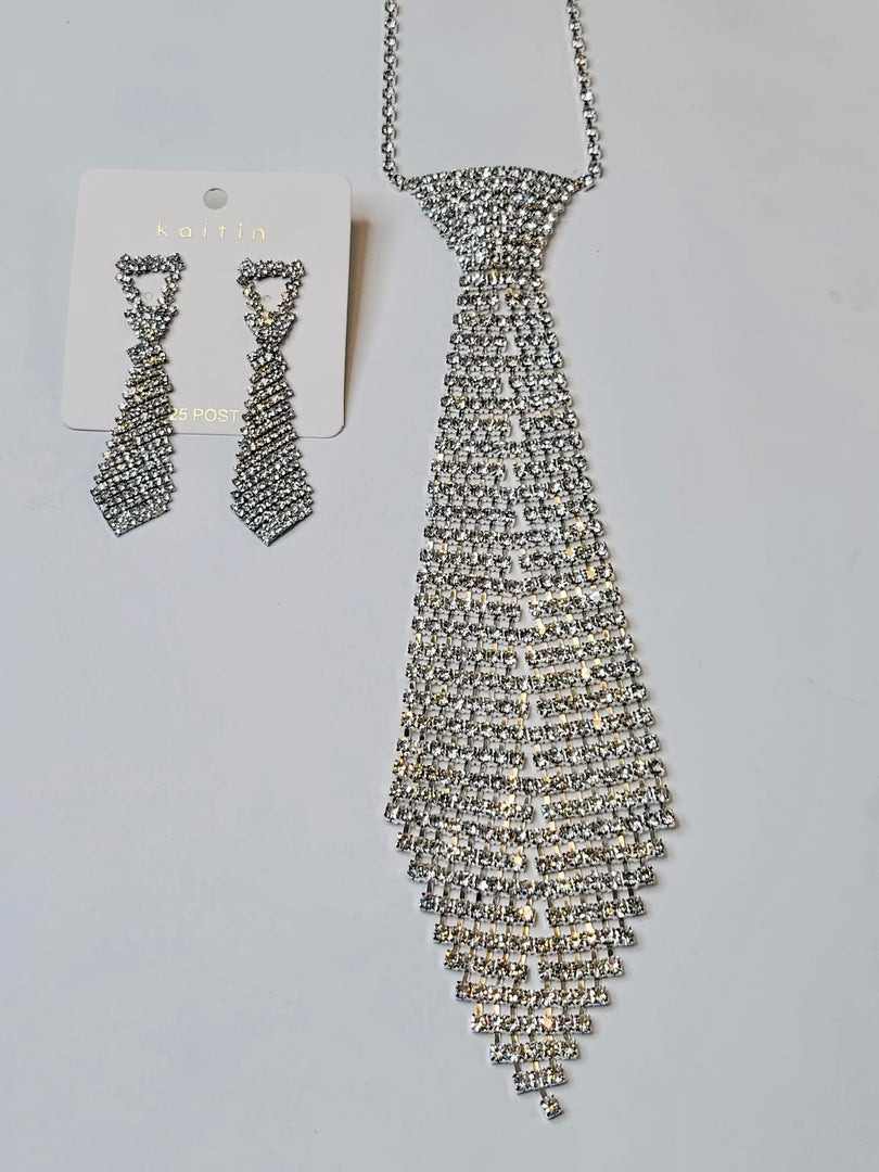 Rhinestone Tie Necklace Dazzled By B