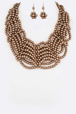 Load image into Gallery viewer, Woven Pearls Necklace Set - Gold Dazzled By B
