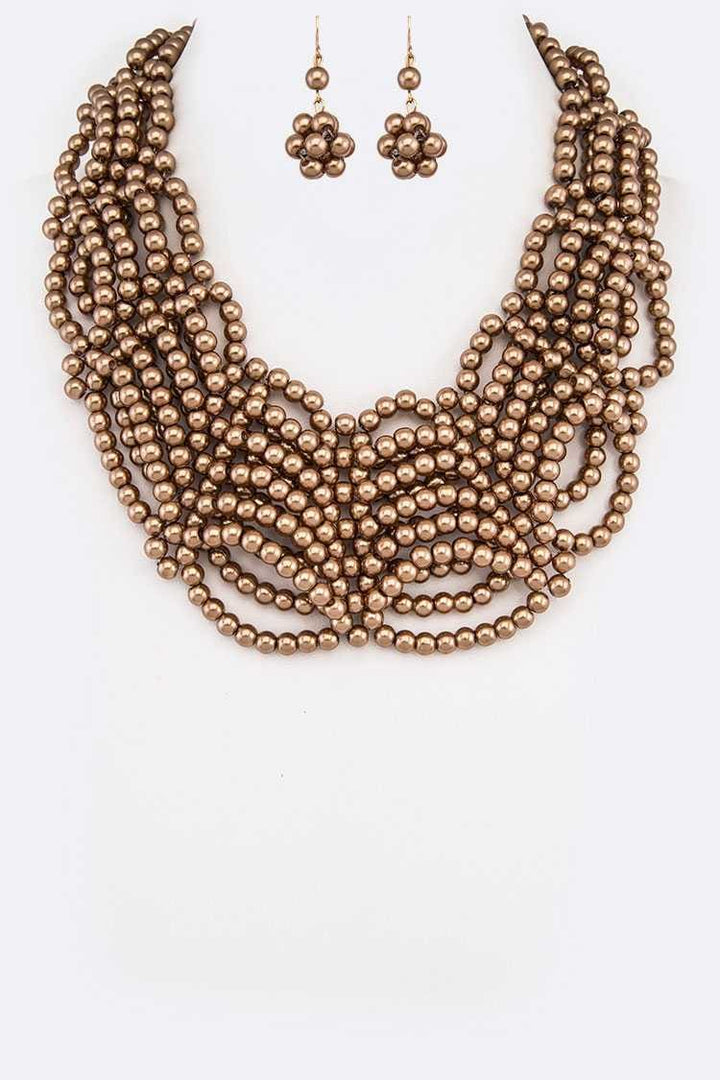 Woven Pearls Necklace Set - Gold Dazzled By B