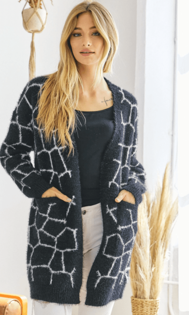 Marble Print Cardigan Dazzled By B