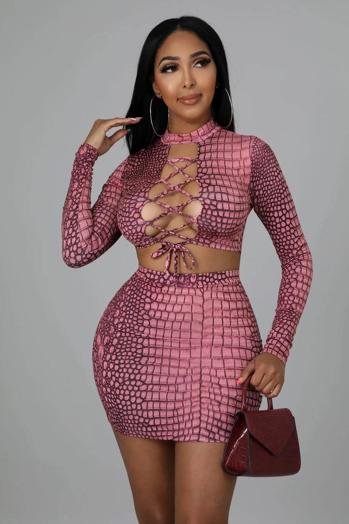 3D Mauve Skirt Set Dazzled By B