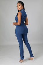 Load image into Gallery viewer, The Ripped Denim Jumpsuit Dazzled By B
