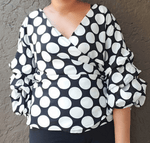 Load image into Gallery viewer, Wrap Blouse White &amp; Black Dazzled By B
